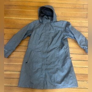 Eddie Bauer  Raincoat Trench Coat Grey Size XL Rain Jacket